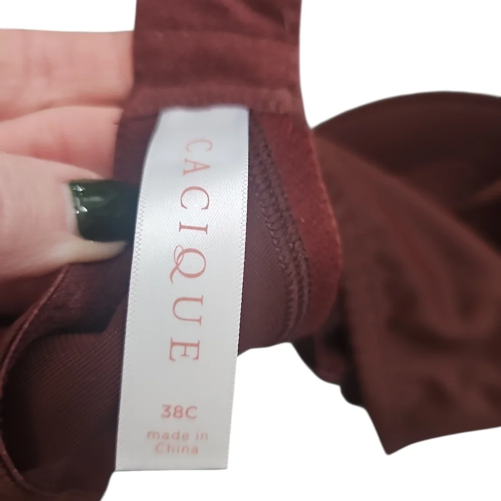 Cacique Boost Plunge Sz 38C Burgandy Underwire Bra New WL33
